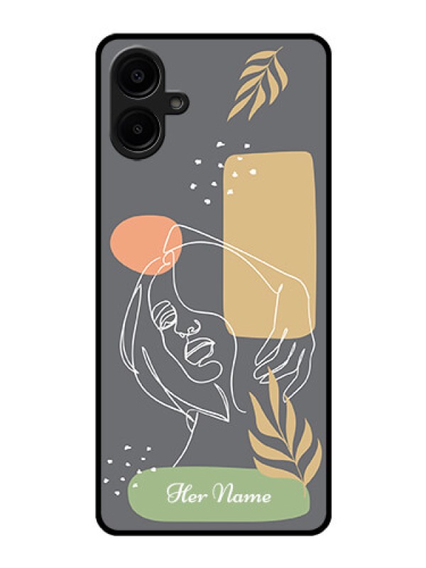 Custom Galaxy M06 Custom Glass Phone Case - Gazing Woman Line Art Design