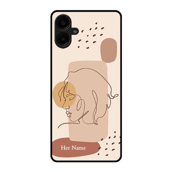 Galaxy M06 Custom Glass Phone Case - Calm Woman Line Art Design Galaxy M06 Custom Glass Phone Case - Calm Woman Line Art Design