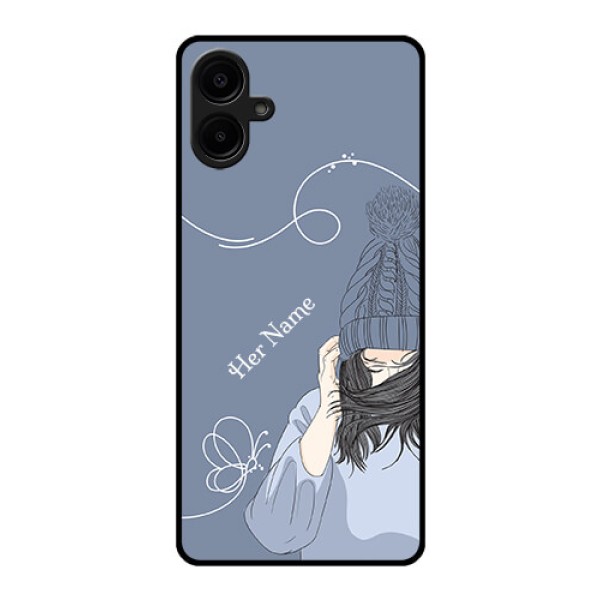 Galaxy M06 Custom Glass Phone Case - Girl In Winter Outfit Design