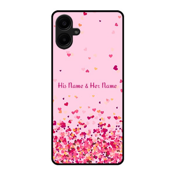 Galaxy M06 Custom Glass Phone Case - Floating Hearts Design