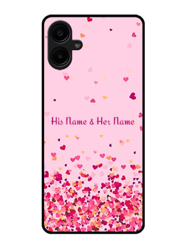 Custom Galaxy M06 Custom Glass Phone Case - Floating Hearts Design