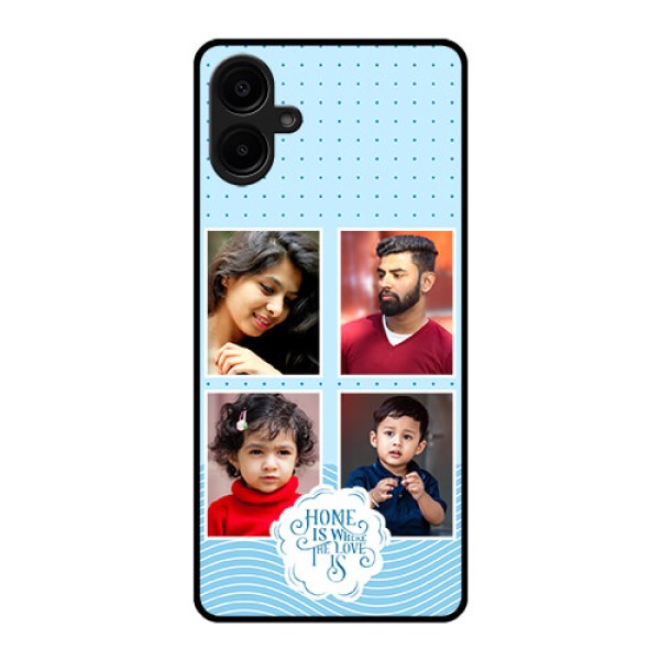 Galaxy M06 Custom Glass Phone Case - Cute Love Quote With 4 Pic Upload Design Galaxy M06 Custom Glass Phone Case - Cute Love Quote With 4 Pic Upload Design
