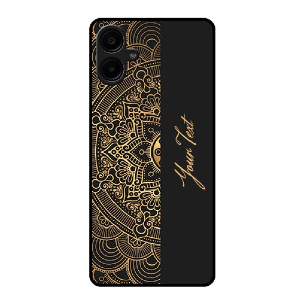 Galaxy M06 Custom Glass Phone Case - Mandala Art With Custom Text Design Galaxy M06 Custom Glass Phone Case - Mandala Art With Custom Text Design