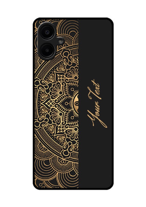 Galaxy M06 Custom Glass Phone Case - Mandala Art With Custom Text Design