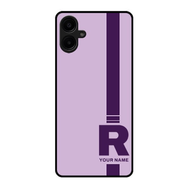 Galaxy M06 Custom Glass Phone Case - Simple Dual Tone Stripe With Name Design Galaxy M06 Custom Glass Phone Case - Simple Dual Tone Stripe With Name Design