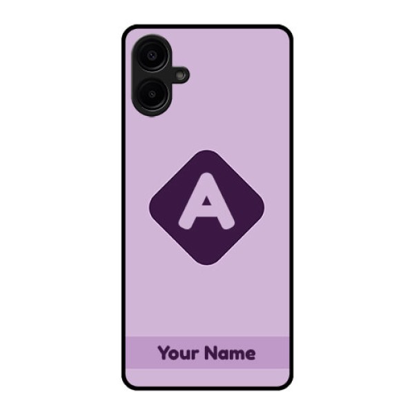 Galaxy M06 Custom Glass Phone Case - Custom Letter In Curved Badge Design Galaxy M06 Custom Glass Phone Case - Custom Letter In Curved Badge Design