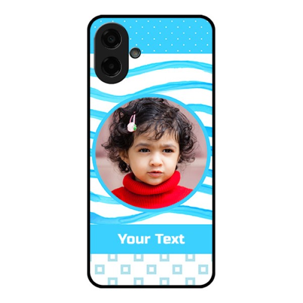 Samsung Galaxy M07 Custom Glass Phone Case - Simple Blue Case Design Samsung Galaxy M07 Custom Glass Phone Case - Simple Blue Case Design