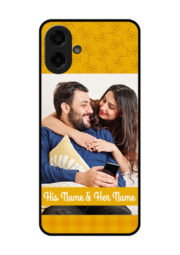 Samsung Galaxy M07 Custom Glass Phone Case - Yellow Floral Design