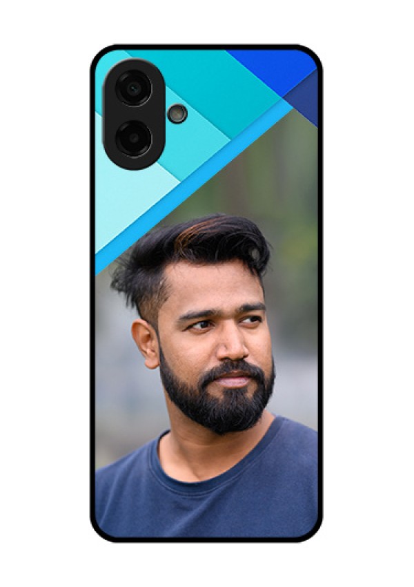 Samsung Galaxy M07 Custom Glass Phone Case - Blue Pattern Design