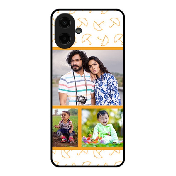 Samsung Galaxy M07 Custom Glass Phone Case - Yellow Pattern Design