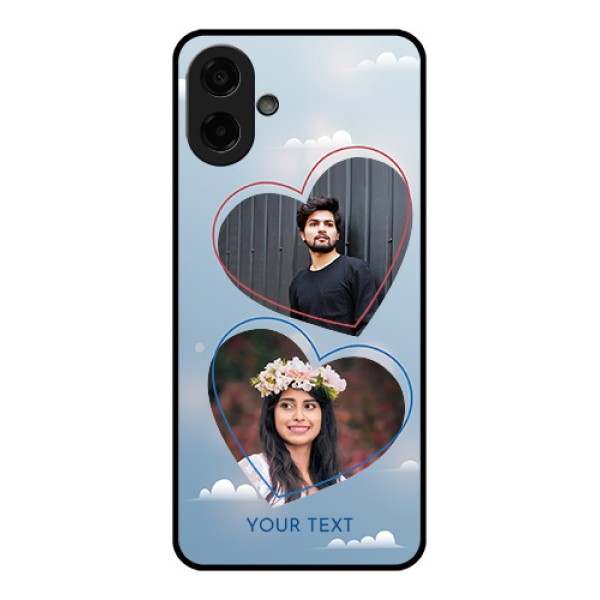 Samsung Galaxy M07 Custom Glass Phone Case - Blue Color Couple Design Samsung Galaxy M07 Custom Glass Phone Case - Blue Color Couple Design