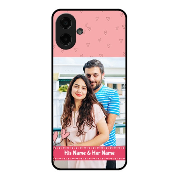 Samsung Galaxy M07 Custom Glass Phone Case - Love Design Peach Color Samsung Galaxy M07 Custom Glass Phone Case - Love Design Peach Color
