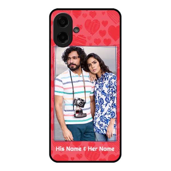 Samsung Galaxy M07 Custom Glass Phone Case - With Red Heart Symbols Design Samsung Galaxy M07 Custom Glass Phone Case - With Red Heart Symbols Design