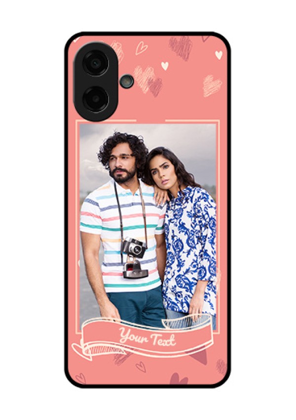 Samsung Galaxy M07 Custom Glass Phone Case - Love Doodle Art Design