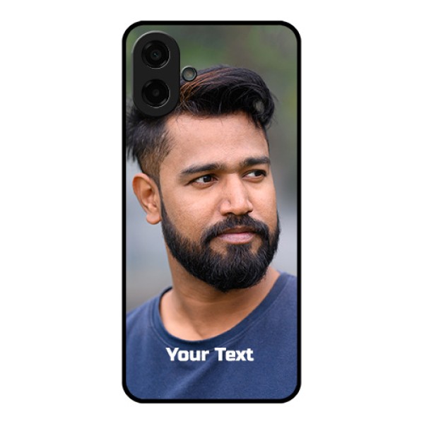 Samsung Galaxy M07 Custom Glass Phone Case - Photo With Text Design
