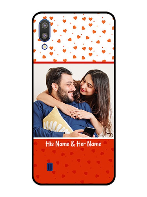 Custom Galaxy M10 Custom Glass Phone Case - Orange Love Symbol Design