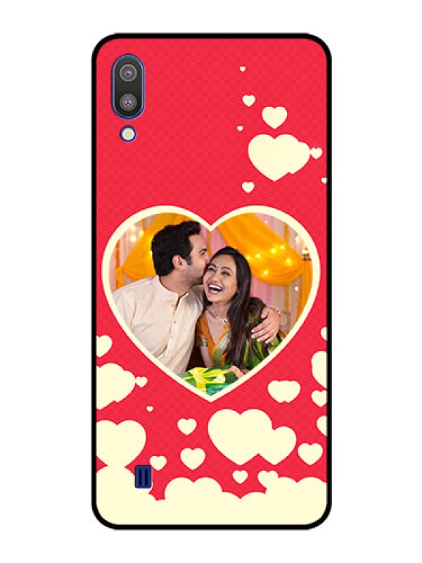 Custom Galaxy M10 Custom Glass Mobile Case - Love Symbols Phone Cover Design