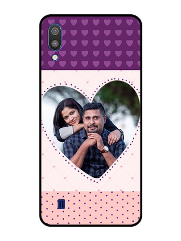 Custom Galaxy M10 Custom Glass Phone Case - Violet Love Dots Design