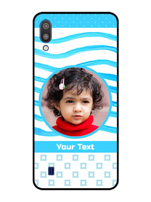Custom Galaxy M10 Custom Glass Phone Case - Simple Blue Case Design