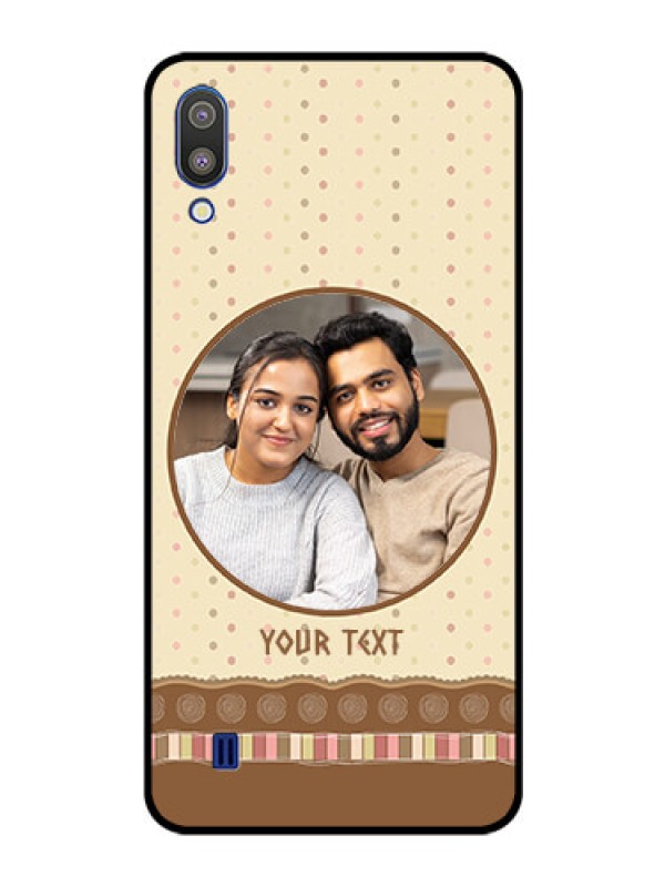 Custom Galaxy M10 Custom Glass Mobile Case - Brown Dotted Mobile Case Design