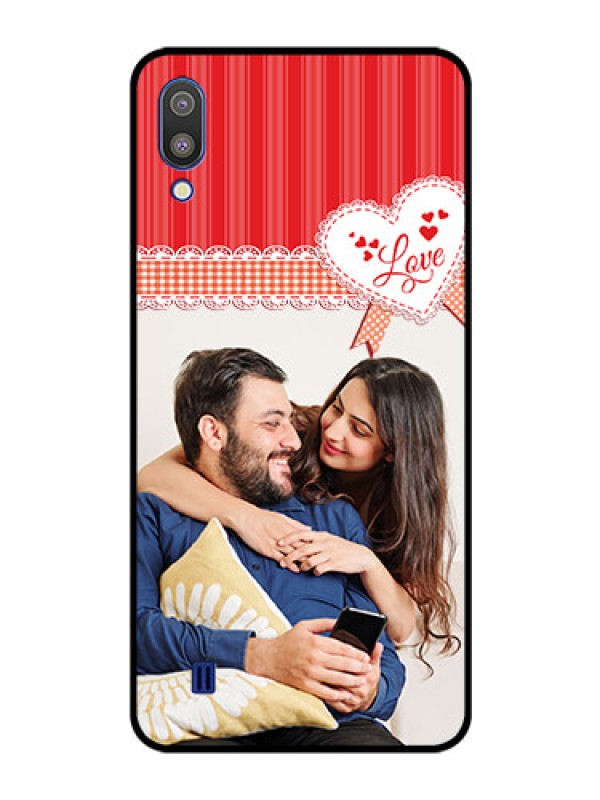 Custom Galaxy M10 Custom Glass Mobile Case - Red Love Pattern Design