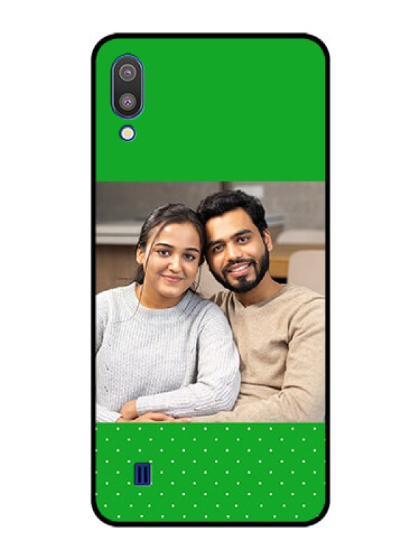 Custom Galaxy M10 Personalized Glass Phone Case - Green Pattern Design