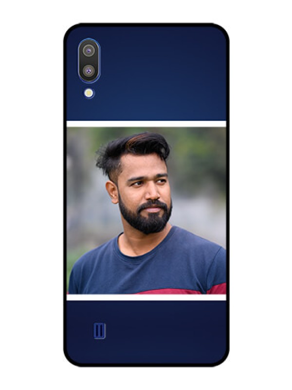 Custom Galaxy M10 Personalized Glass Phone Case - Simple Royal Blue Design