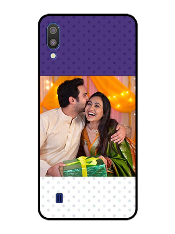 Custom Galaxy M10 Personalized Glass Phone Case - Violet Pattern Design