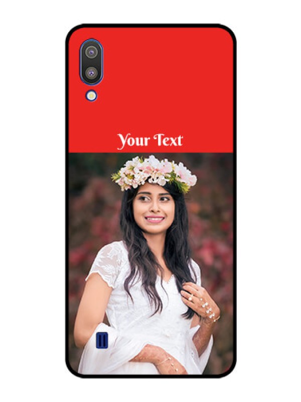 Custom Galaxy M10 Custom Glass Phone Case - Simple Red Color Design
