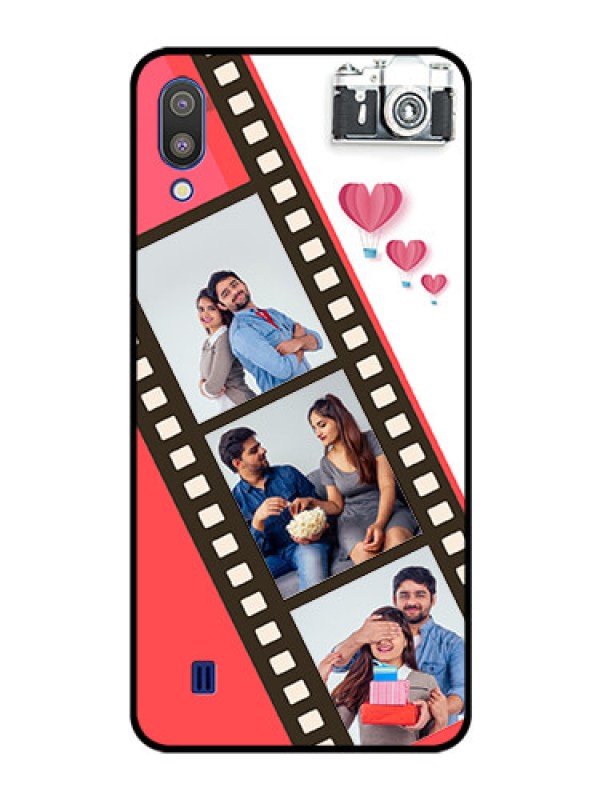 Custom Galaxy M10 Personalized Glass Phone Case - 3 Image Holder with Film Reel