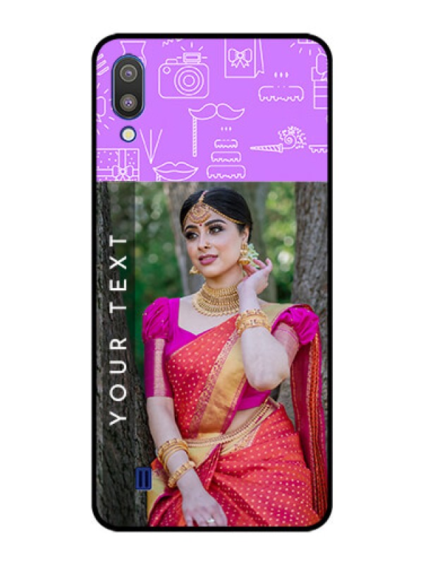 Custom Galaxy M10 Custom Glass Mobile Case - Birthday Icons Design