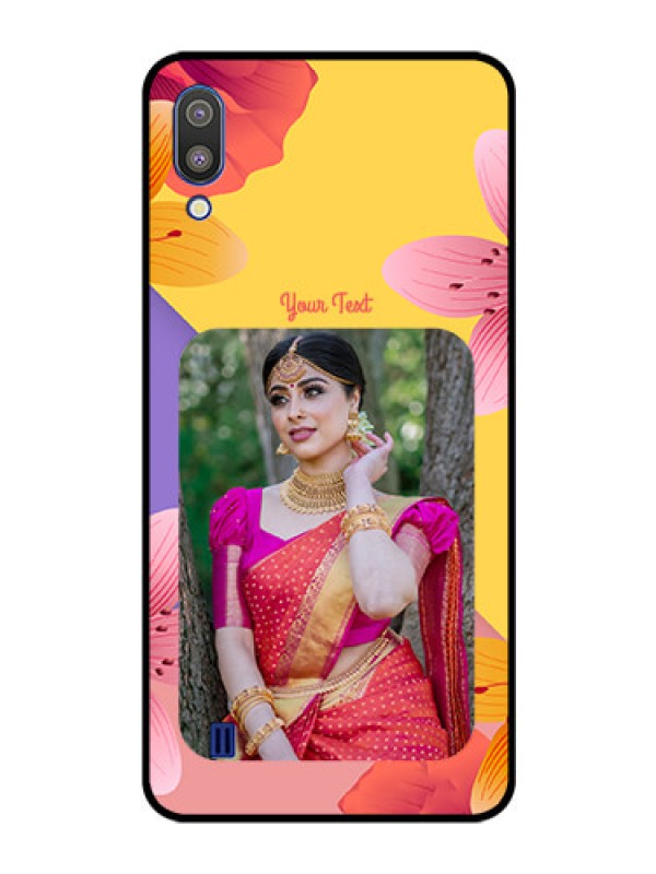 Custom Galaxy M10 Custom Glass Mobile Case - 3 Image With Vintage Floral Design