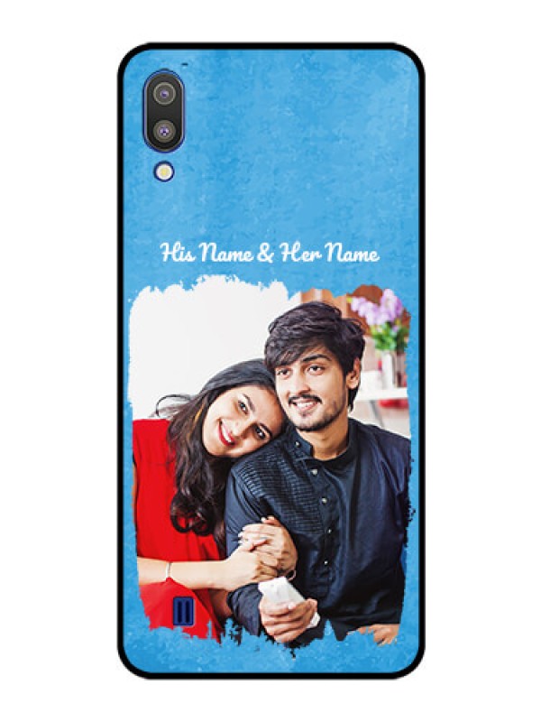 Custom Galaxy M10 Custom Glass Phone Case - Blue Color Vintage Design