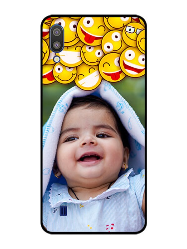 Custom Galaxy M10 Custom Glass Mobile Case - with Smiley Emoji Design