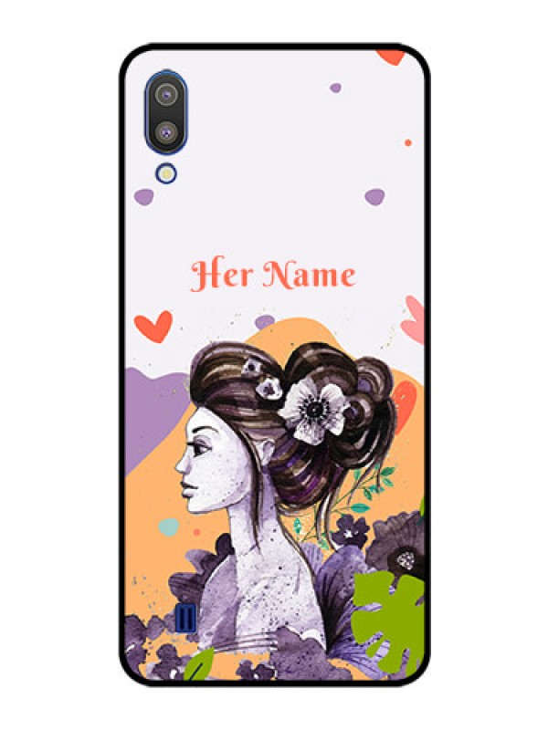 Custom Galaxy M10 Personalized Glass Phone Case - Woman And Nature Design