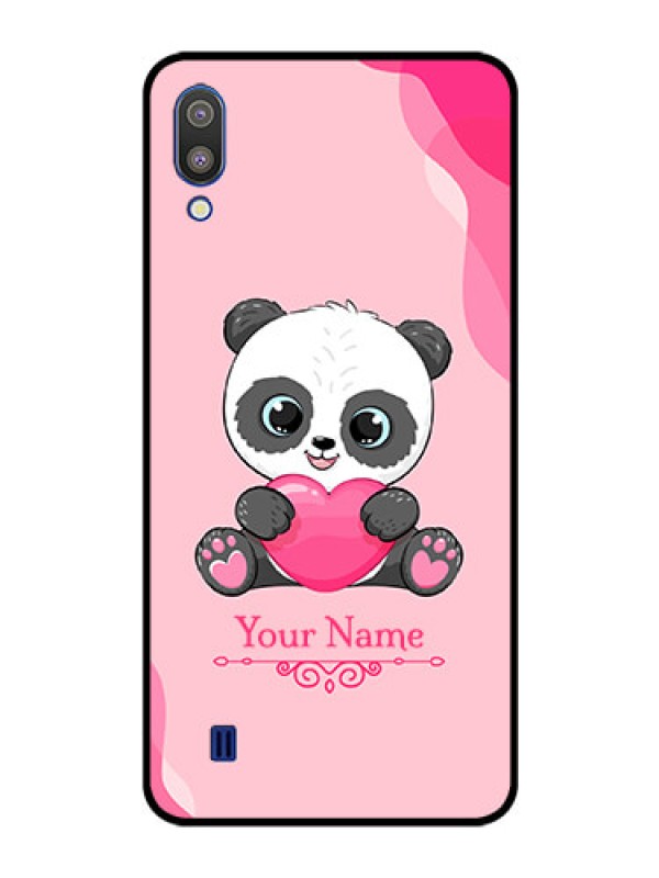 Custom Galaxy M10 Custom Glass Mobile Case - Cute Panda Design