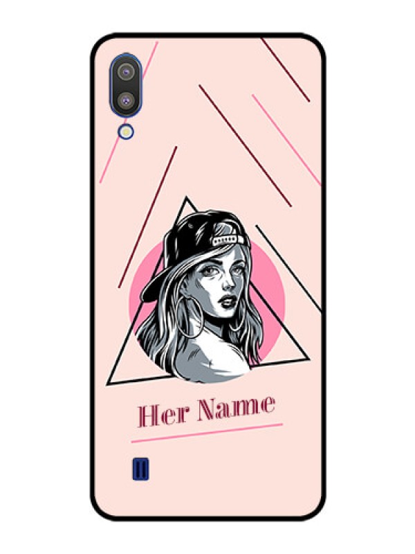 Custom Galaxy M10 Personalized Glass Phone Case - Rockstar Girl Design