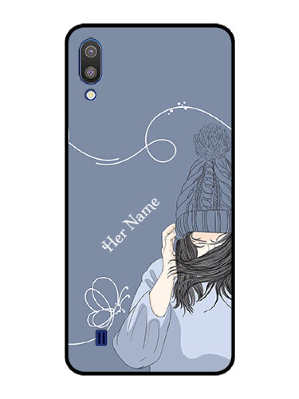 Custom Galaxy M10 Custom Glass Mobile Case - Girl in winter outfit Design