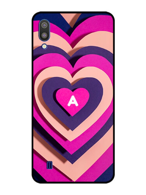 Custom Galaxy M10 Custom Glass Mobile Case - Cute Heart Pattern Design