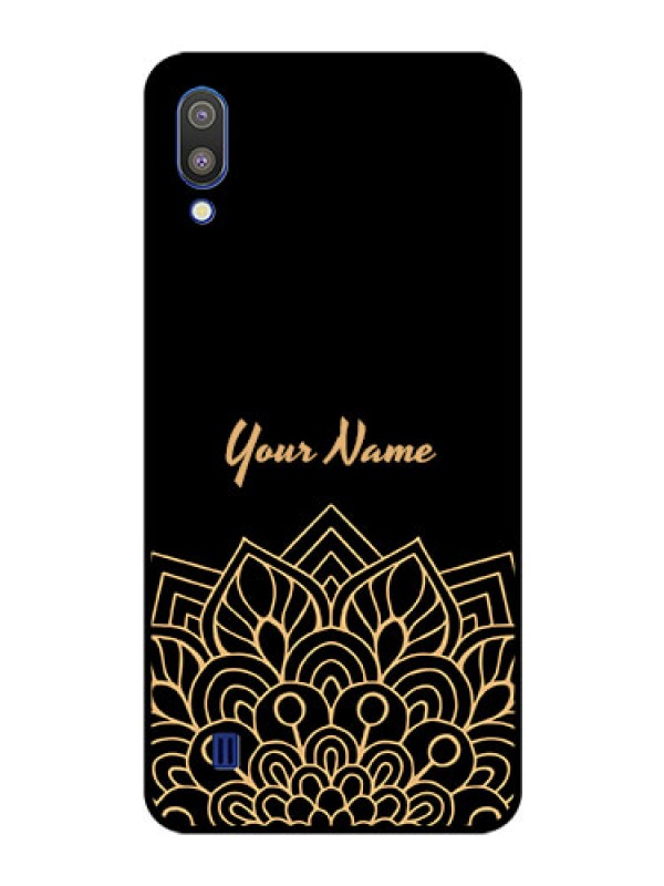 Custom Galaxy M10 Custom Glass Phone Case - Golden mandala Design