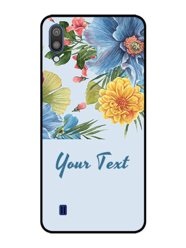 Custom Galaxy M10 Custom Glass Mobile Case - Stunning Watercolored Flowers Painting Design