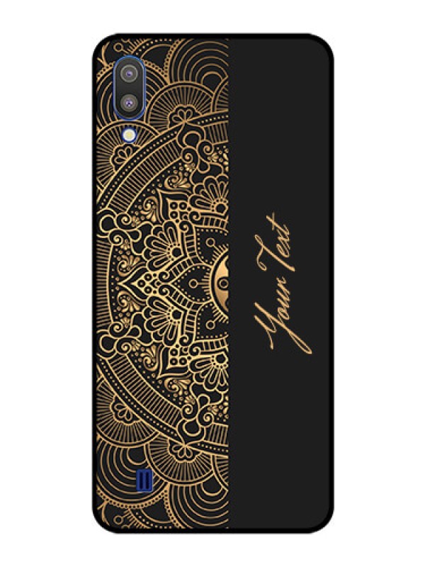 Custom Galaxy M10 Photo Printing on Glass Case - Mandala art with custom text Design