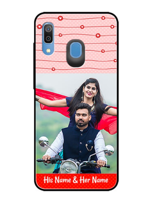 Custom Galaxy M10s Personalized Glass Phone Case  - Red Pattern Case Design