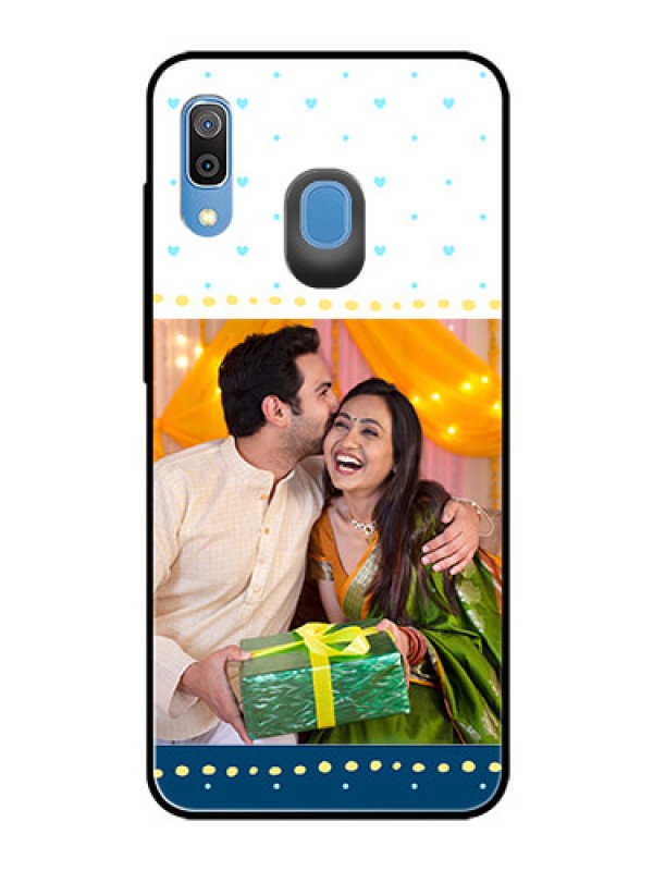 Custom Galaxy M10s Personalized Glass Phone Case  - White and Blue Abstract Design