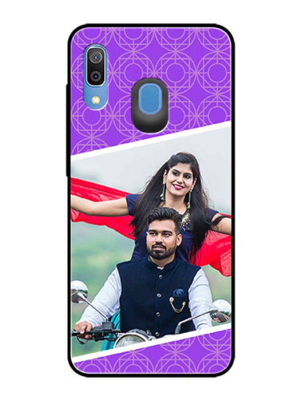 Custom Galaxy M10s Custom Glass Phone Case  - Violet Pattern Design