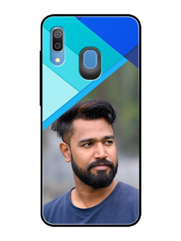 Custom Galaxy M10s Custom Glass Phone Case  - Blue Pattern Design