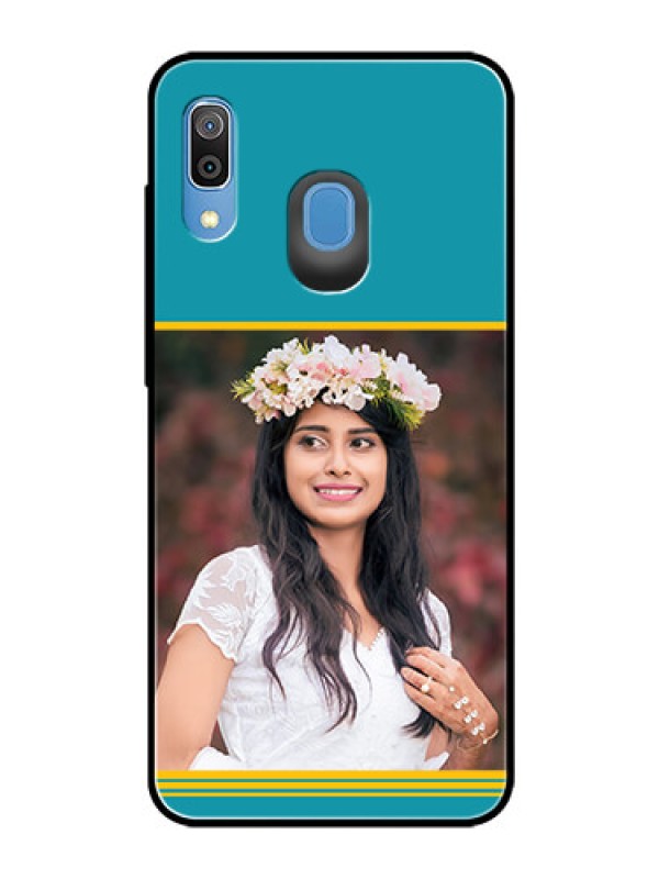 Custom Galaxy M10s Custom Glass Phone Case  - Yellow & Blue Design 