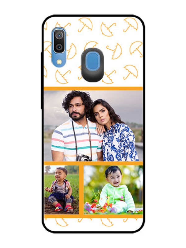 Custom Galaxy M10s Custom Glass Mobile Case  - Yellow Pattern Design