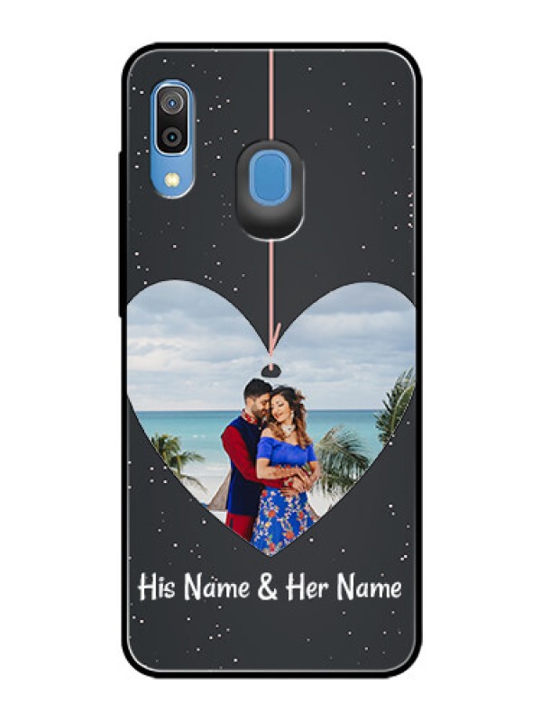 Custom Galaxy M10s Custom Glass Phone Case  - Hanging Heart Design