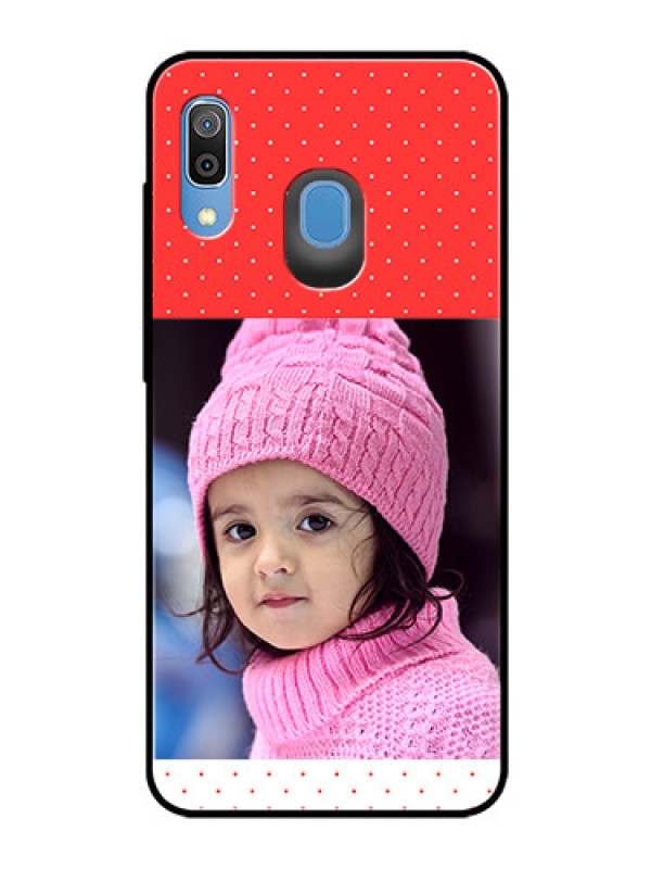 Custom Galaxy M10s Photo Printing on Glass Case  - Red Pattern Design